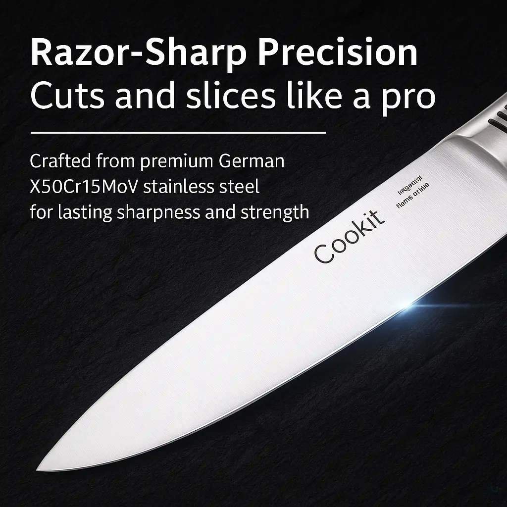 TitanChef Elite 15-Piece German Steel Knife Set with Block Handpicked Hub