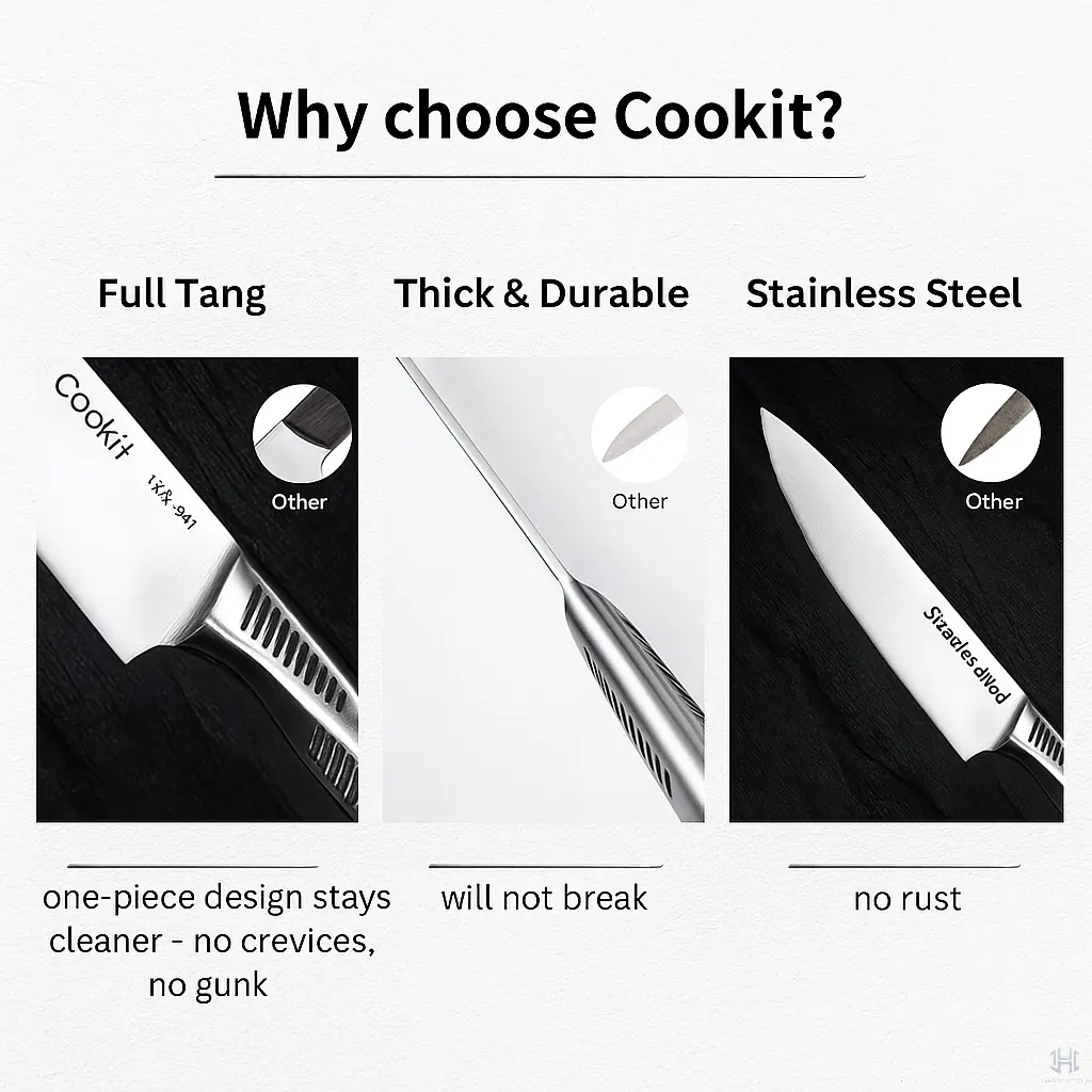 TitanChef Elite 15-Piece German Steel Knife Set with Block Handpicked Hub