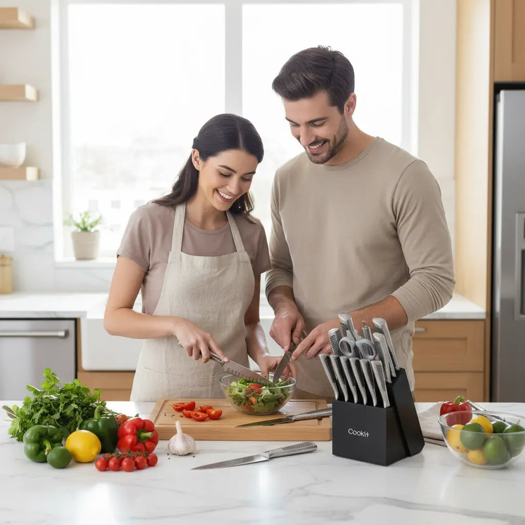 TitanChef Pro 15-Piece Knife Set with Wooden Block TitanChef