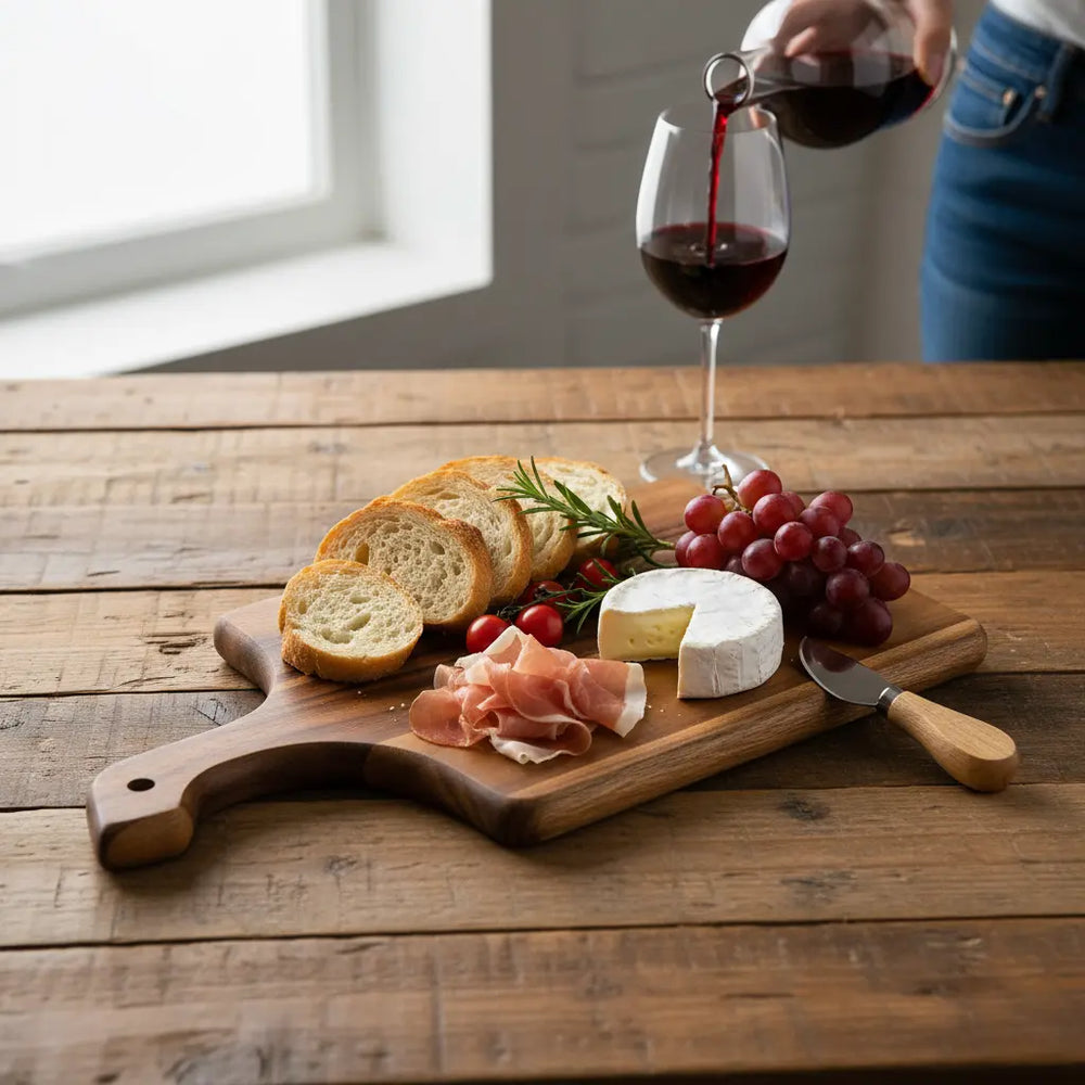 TitanChef Pro Acacia Wood Cutting Board 10" x 18" Azure Lily