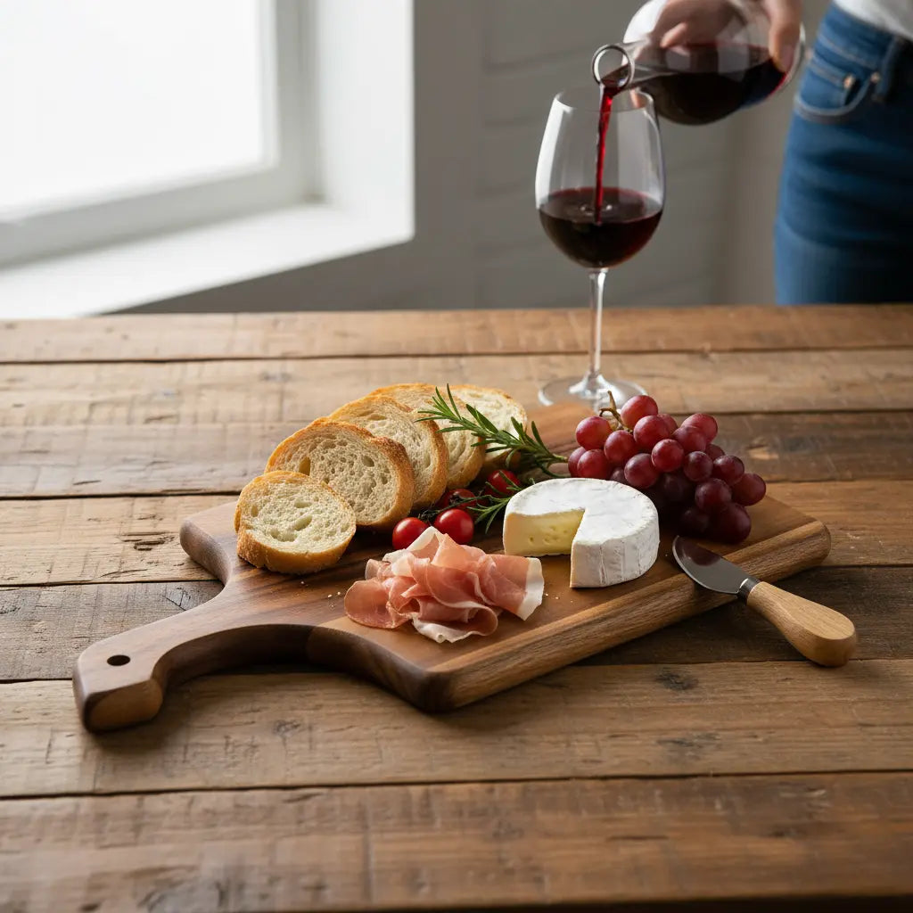 TitanChef Pro Acacia Wood Cutting Board 10" x 18" Azure Lily