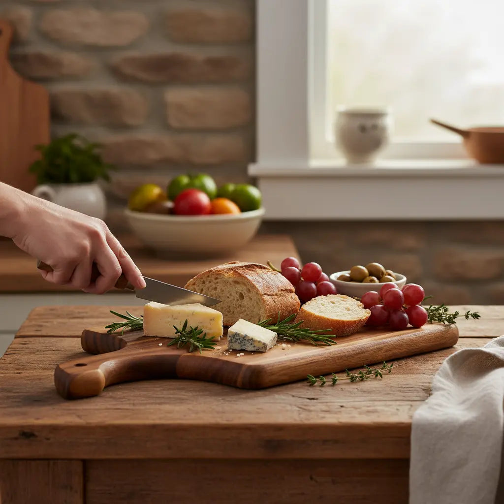 TitanChef Pro Acacia Wood Cutting Board 10" x 18" Azure Lily