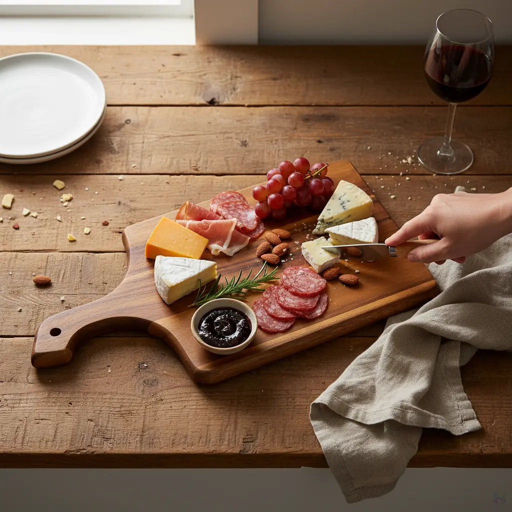 TitanChef Pro Acacia Wood Cutting Board 9" x 14" Azure Lily
