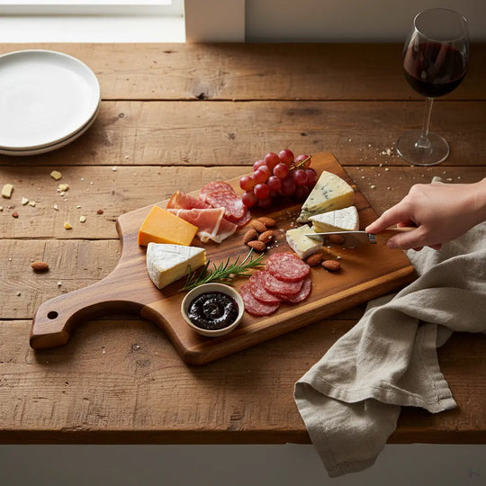 TitanChef Pro Acacia Wood Cutting Board 9" x 14" Azure Lily