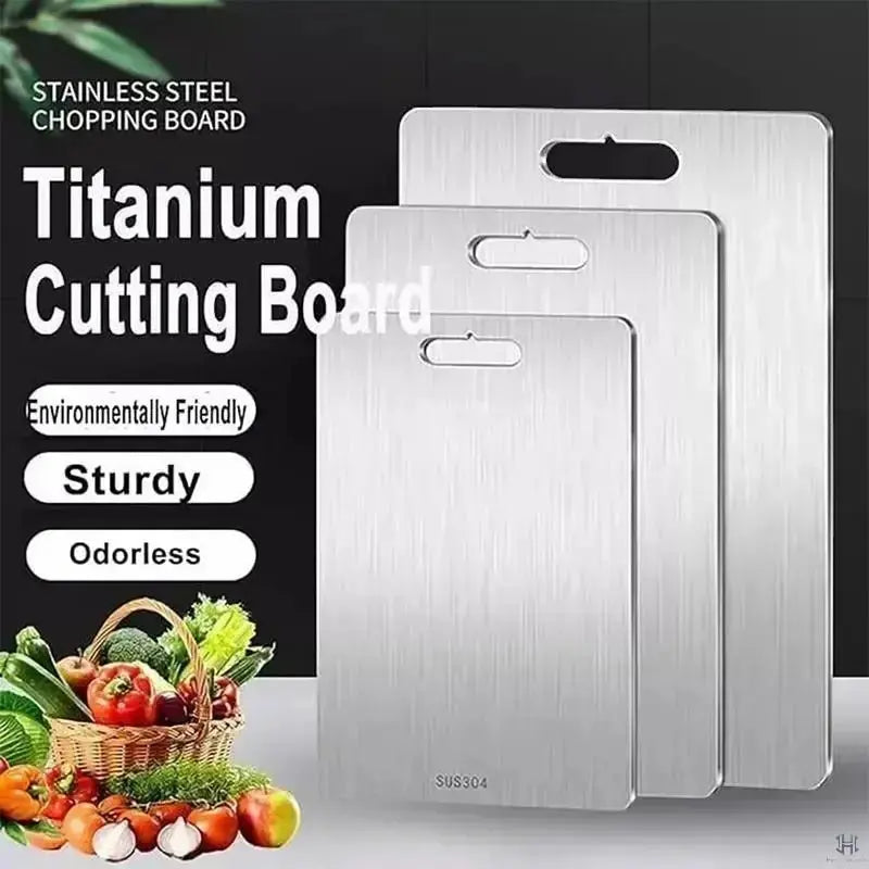Handpicked Hub TitanChef Pro stainless steel cutting board set, durable, odor-free, and knife-friendly for food prep.