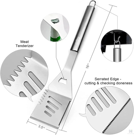 Ultimate 3-Piece BBQ Grill Tools Set - Spatula, Tongs, Fork &amp; Insulated Glove for Perfect Grilling Adventures - Ideal Gift for BBQ Lovers