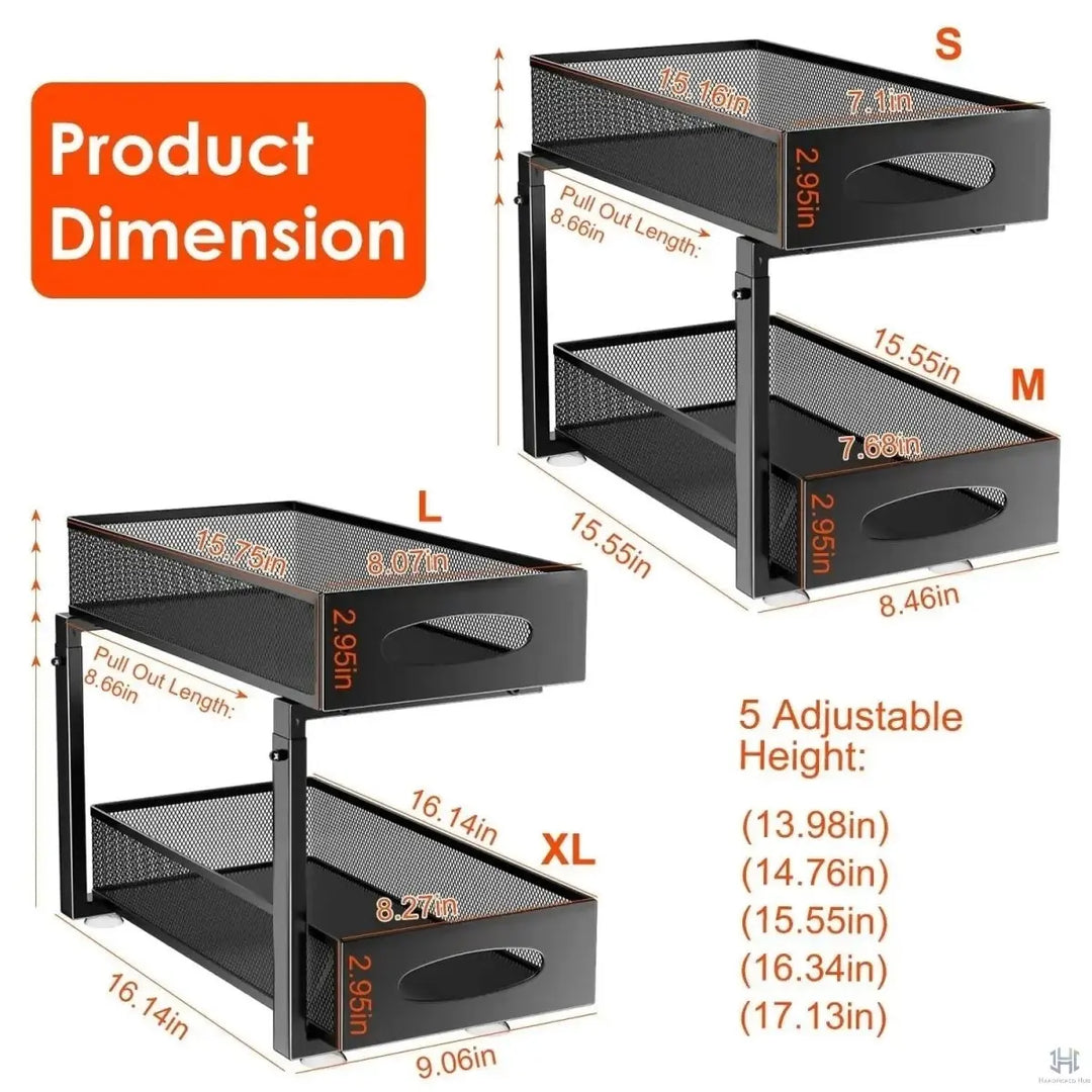 Solve Haus SinkBase Pro: 2-Pack Pull-Out Under Sink Organizer Handpicked Hub
