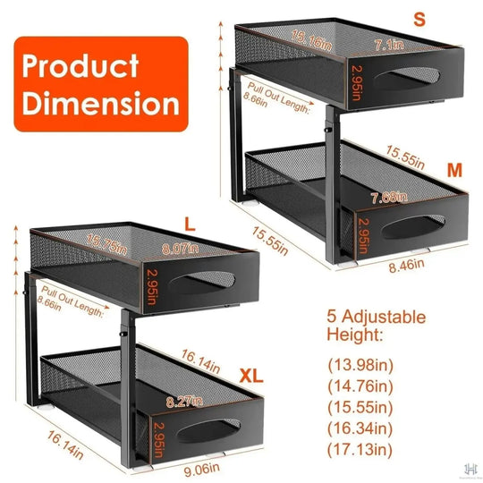 Solve Haus SinkBase Pro: 2-Pack Pull-Out Under Sink Organizer Handpicked Hub