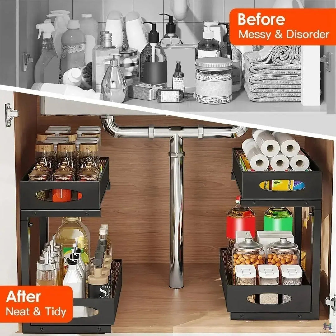 Solve Haus SinkBase Pro: 2-Pack Pull-Out Under Sink Organizer Handpicked Hub