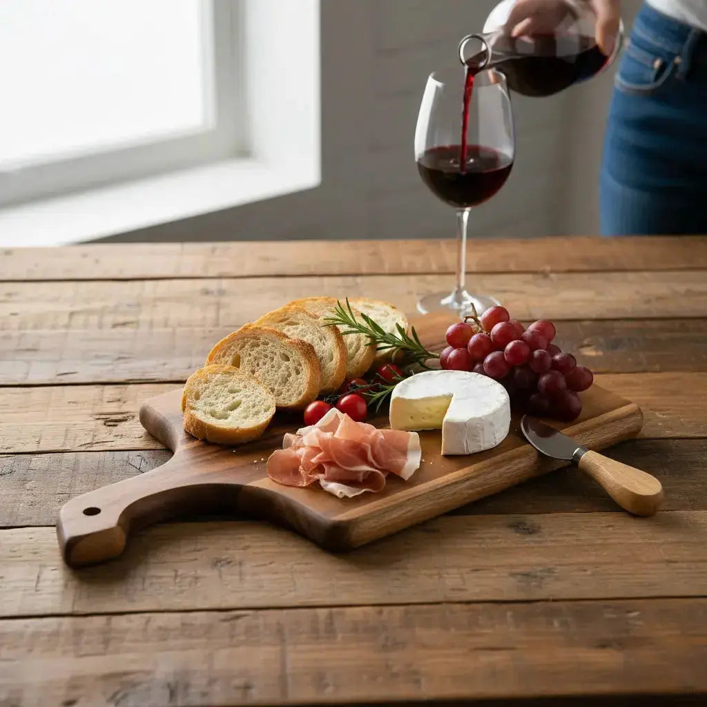 TitanChef Pro Acacia Wood Cutting Board 10" x 18" Azure Lily