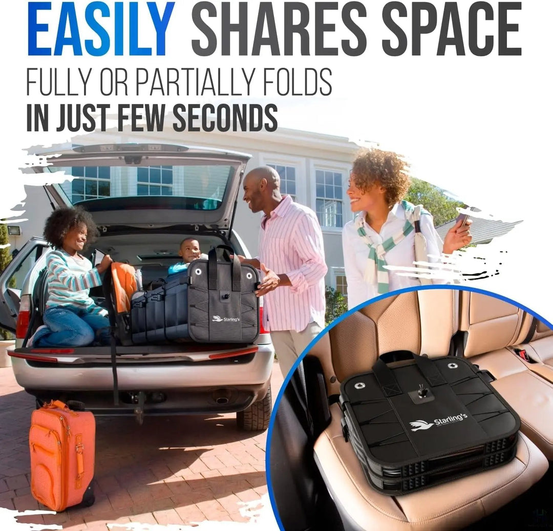 Car Trunk Organizer – Large Collapsible Storage Box with Adjustable Compartments – Heavy-Duty Cargo Organizer for SUV, Truck & Car – Non-Slip Waterproof Trunk Storage Bin for Groceries & Tools - XL