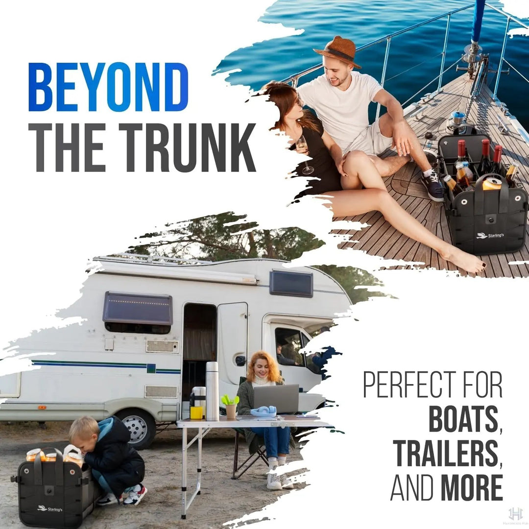 Car Trunk Organizer – Large Collapsible Storage Box with Adjustable Compartments – Heavy-Duty Cargo Organizer for SUV, Truck & Car – Non-Slip Waterproof Trunk Storage Bin for Groceries & Tools - XL