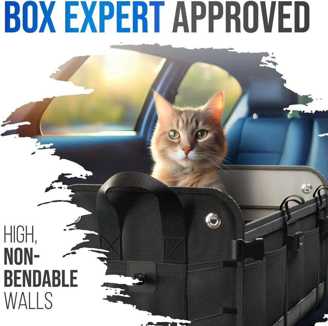 Car Trunk Organizer – Large Collapsible Storage Box with Adjustable Compartments – Heavy-Duty Cargo Organizer for SUV, Truck & Car – Non-Slip Waterproof Trunk Storage Bin for Groceries & Tools - XL