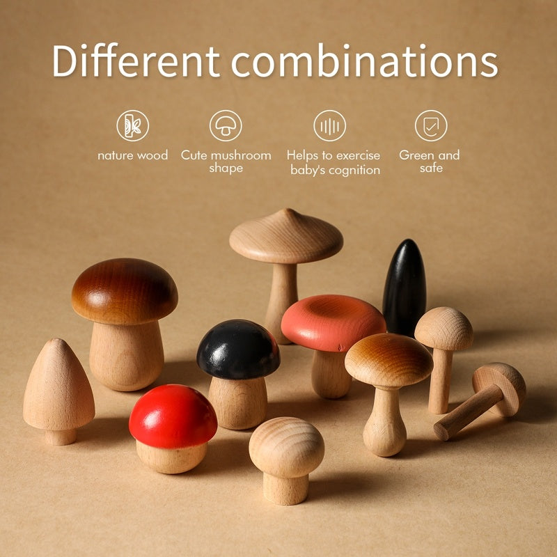 Wooden Mushroom Stacked Block Toys - Fun and Educational Playtime