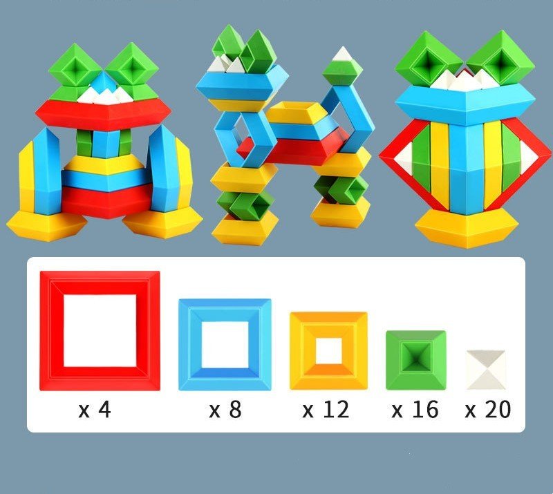 Kids Rainbow Tower Ring Wooden Jenga Color Cognitive Set Shapes Building Blocks Montessori Educational Toys for Kids Handpicked Hub