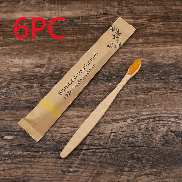 Colorful Natural Bamboo Toothbrush - Soft Charcoal Bristles Eco-Friendly Dental Care Handpicked Hub