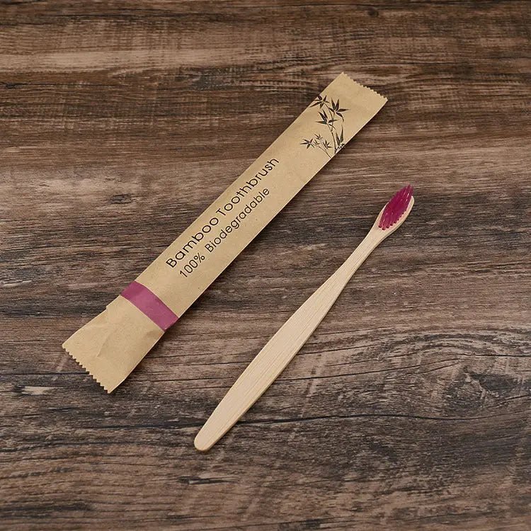 Colorful Natural Bamboo Toothbrush - Soft Charcoal Bristles Eco-Friendly Dental Care Handpicked Hub