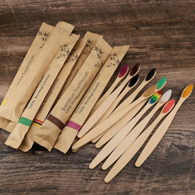 10Pcs Colorful Toothbrush Natural Bamboo Tooth Brush Set Soft Bristle Charcoal Teeth Eco Bamboo Toothbrushes Dental Oral Care Handpicked Hub