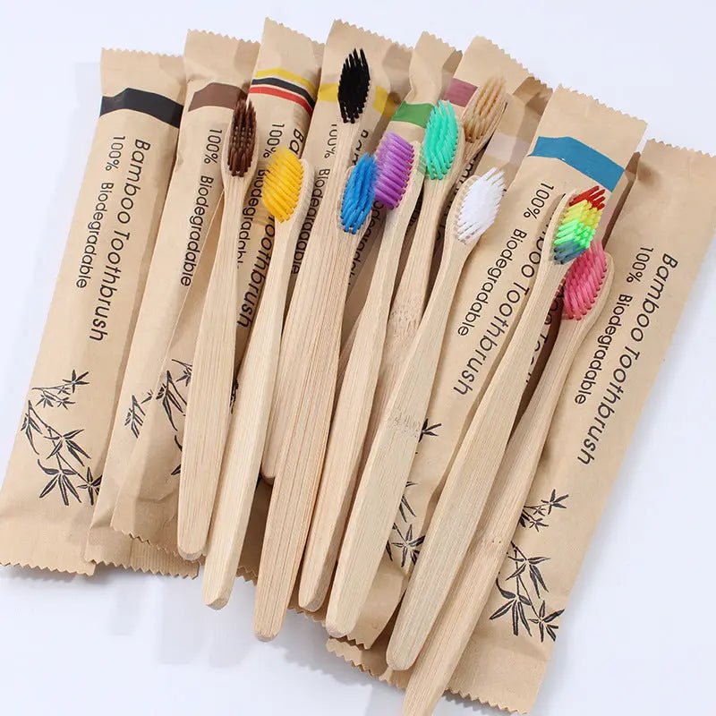 10Pcs Colorful Toothbrush Natural Bamboo Tooth Brush Set Soft Bristle Charcoal Teeth Eco Bamboo Toothbrushes Dental Oral Care Handpicked Hub