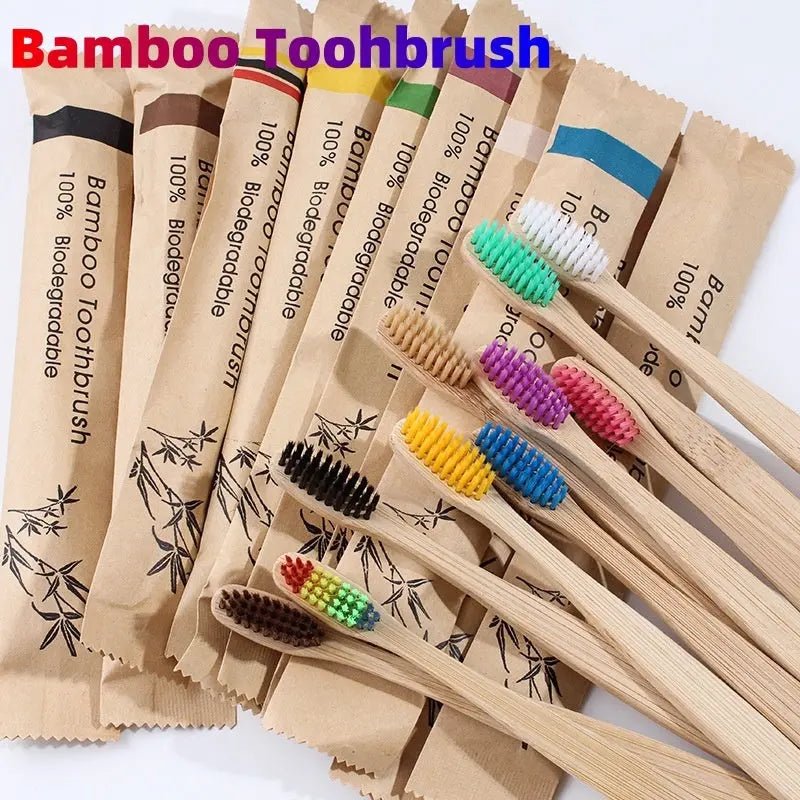 10Pcs Colorful Toothbrush Natural Bamboo Tooth Brush Set Soft Bristle Charcoal Teeth Eco Bamboo Toothbrushes Dental Oral Care Handpicked Hub