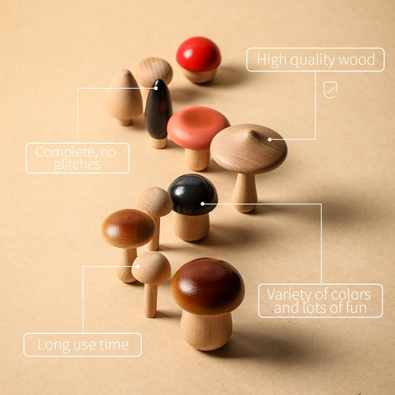 Wooden Mushroom Stacked Block Toys - Fun and Educational Playtime