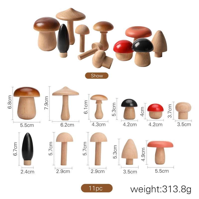 Wooden Mushroom Stacked Block Toys - Fun and Educational Playtime