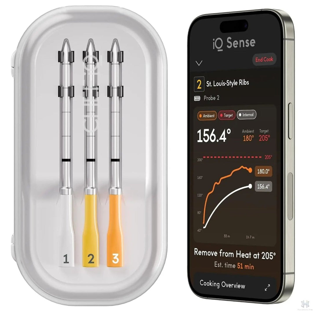 CHEF iQ Sense Sea Salt three-probe thermometer and app