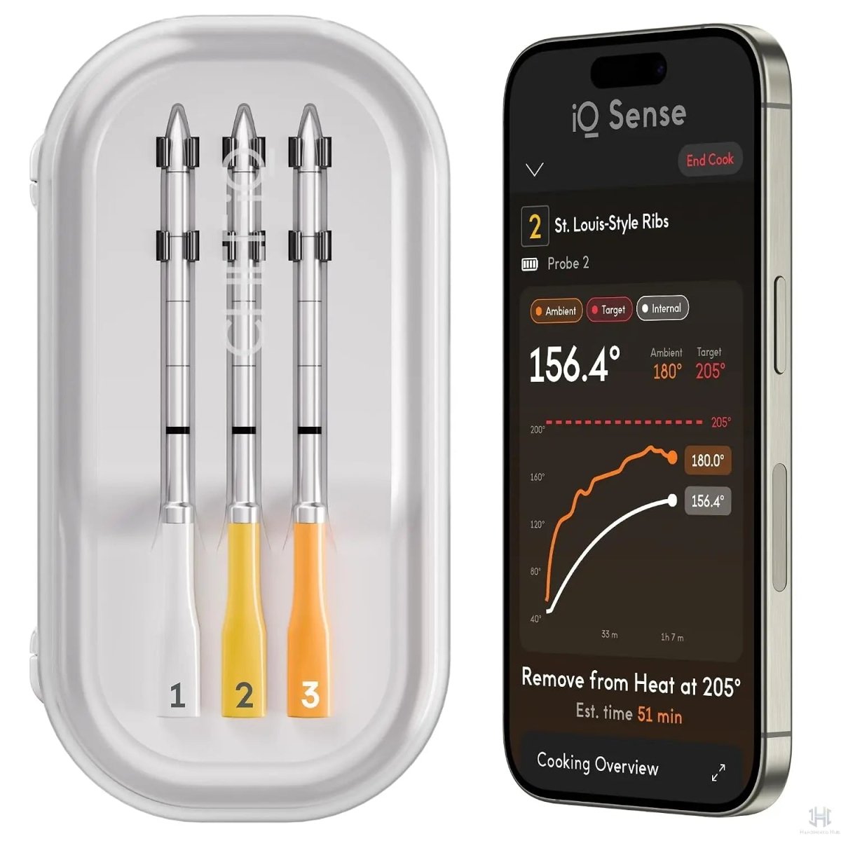 CHEF iQ Sense Sea Salt three-probe thermometer and app