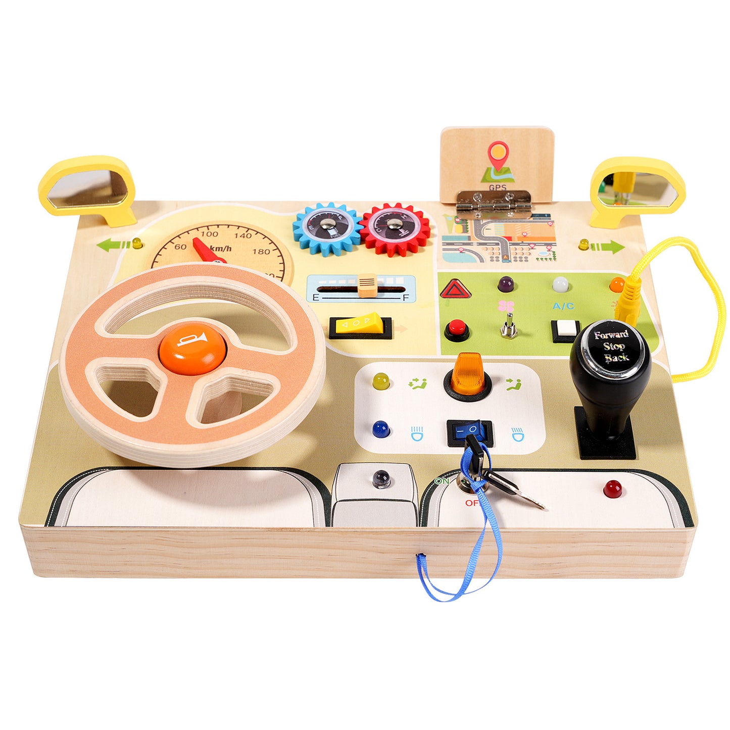 Wooden Steering Wheel Puzzle Toy - Interactive Fun and Learning for Kids