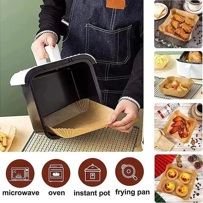 Disposable Air Fryer Paper Liners – Round & Square, 50 or 100 Pack - Handpicked Hub100 pack