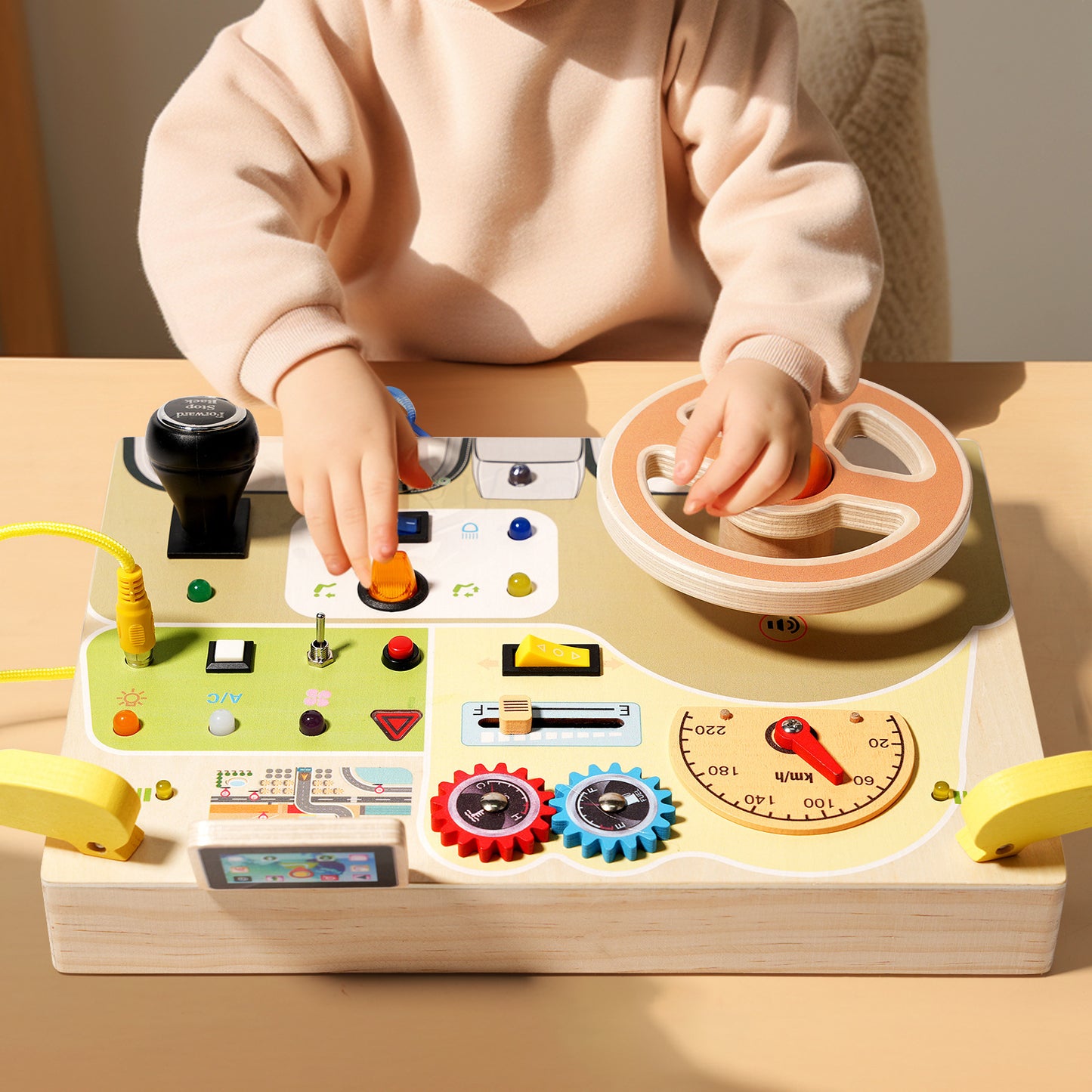 Wooden Steering Wheel Puzzle Toy - Interactive Fun and Learning for Kids