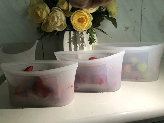 Leak-Proof Reusable Silicone Food Storage Bags - End Food Waste & Plastic Pollution (3-Pack) Handpicked Hub
