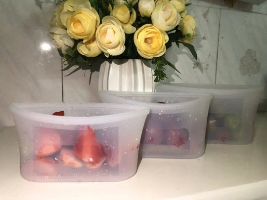 3pcs Reusable Silicone Food Storage Bags, Sandwich Snack Bags Zip Container Safe Handpicked Hub