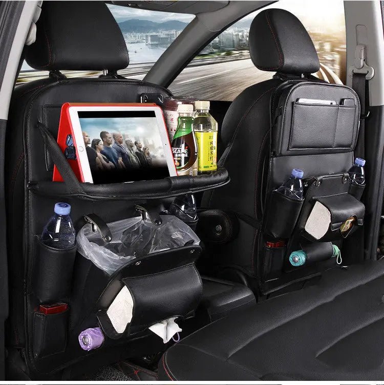 PU Leather Car Storage Bag Multifunction Seat Back Tray Hanging Bag Waterproof Car Organizer Automotive Interior Accessories Handpicked Hub