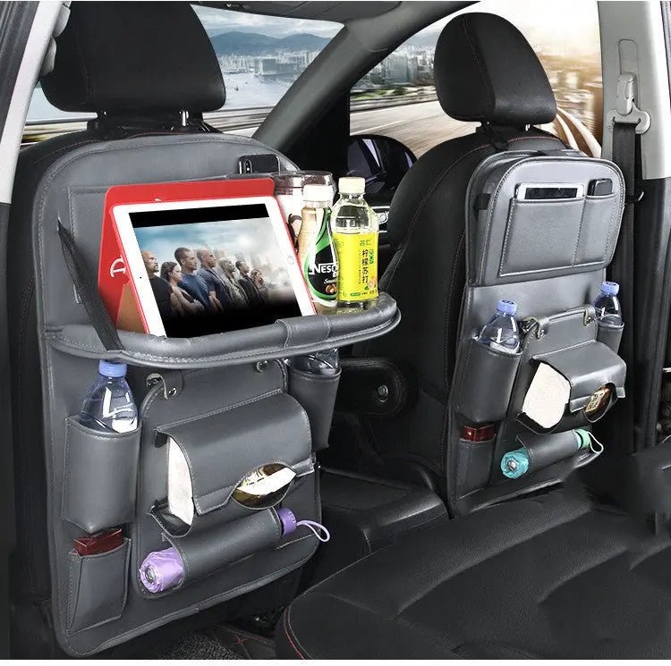 PU Leather Car Storage Bag Multifunction Seat Back Tray Hanging Bag Waterproof Car Organizer Automotive Interior Accessories Handpicked Hub