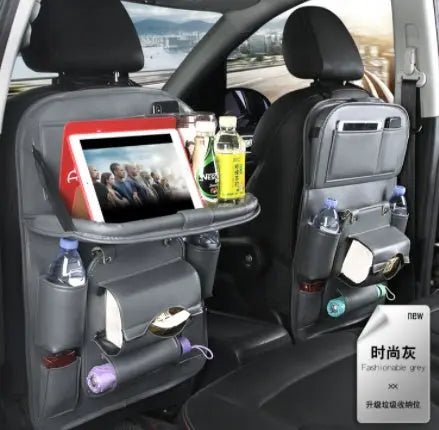PU Leather Car Storage Bag Multifunction Seat Back Tray Hanging Bag Waterproof Car Organizer Automotive Interior Accessories Handpicked Hub