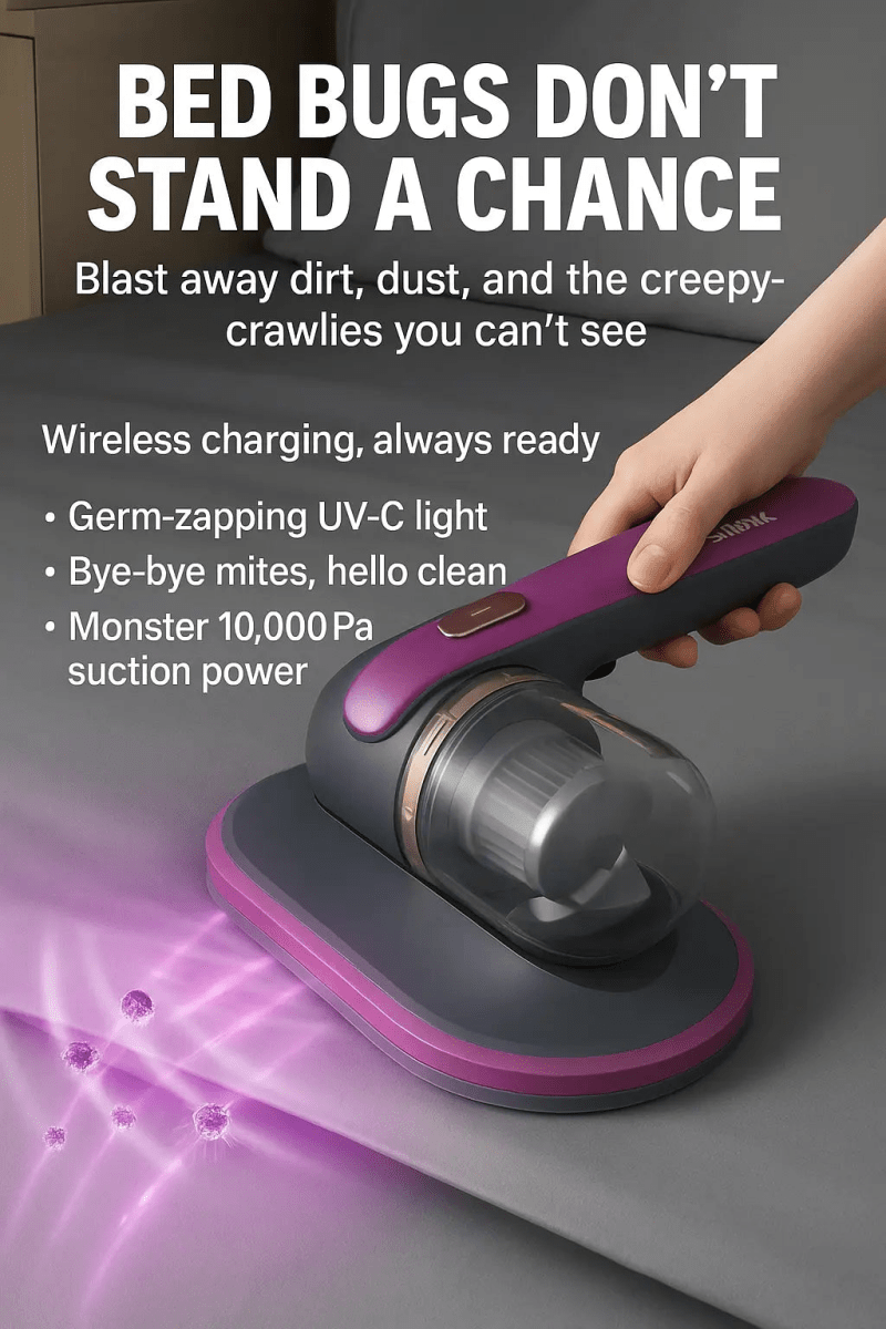 Electric UV Mite Remover Household Bed Mattress Sofa Pillows Mite Removal Instrument Waterproof Mini Vacuum Cleaner Lint Remover Handpicked Hub